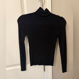 SHEIN Black Ribbed Long Sleeve Top